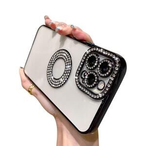 Rhinestone Phone Case with Ring Holder - Compatible with iPhone 14 Pro Max
